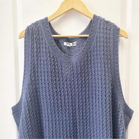 Penningtons Sleeveless Crochet Cotton Sweater Tank with Ribbed Bands Blue 4X NWT - Picture 8 of 16
